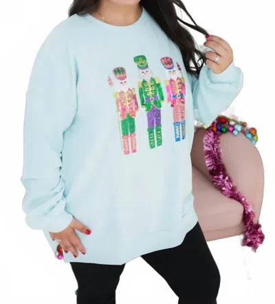 The Royal Standard Candy Nutcracker Sequin Sweatshirt In Mint In Yellow