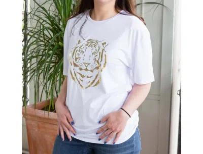 The Royal Standard Gold Foil Tiger Tee In White