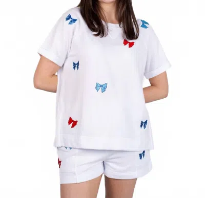 The Royal Standard Patriotic Bows Short Sleeve Set In White/red/blue