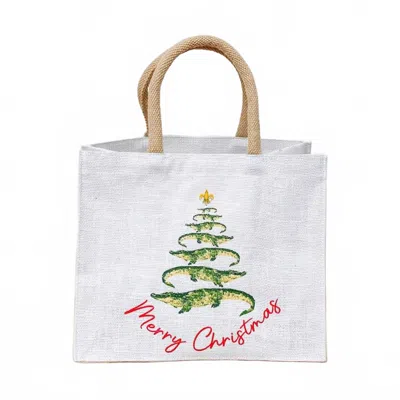 The Royal Standard Women's Gator Christmas Tree Gift Tote In Multicolor In White