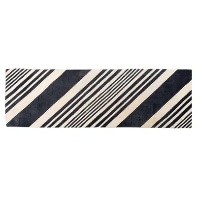 Pre-owned The Rug Company 2010s Sue Timney For  Bias Cut Rug 96x30" In Black