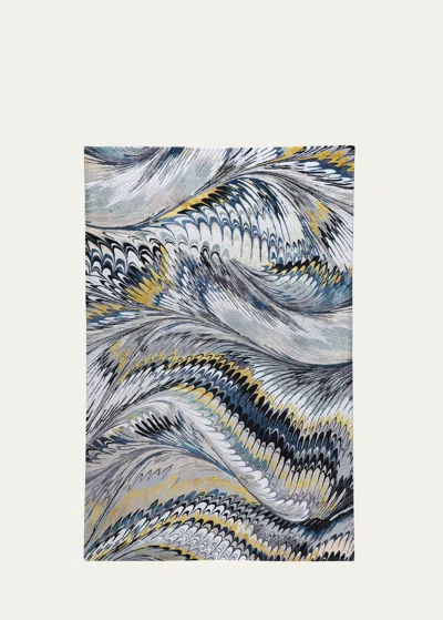 The Rug Company X Mary Katrantzou Feather Marble Midnight Hand-knotted Rug, 8' X 10'