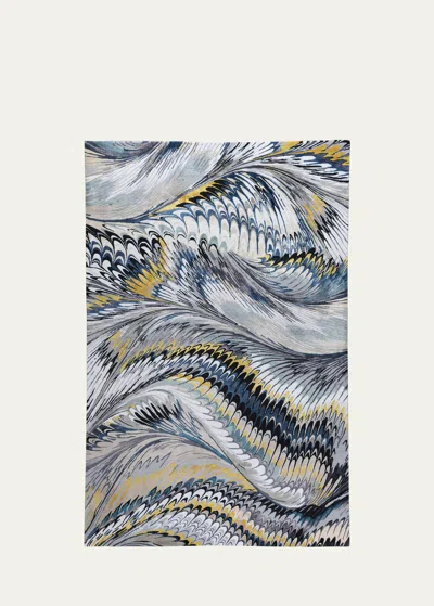 The Rug Company X Mary Katrantzou Feather Marble Midnight Hand-knotted Rug, 9' X 12'