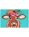 The Rug Market Betsy Floral Cow 30x48in Doormat In Turquoise