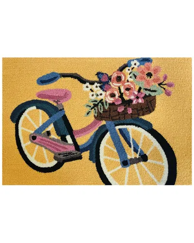 The Rug Market Blossom Bike Indoor/outdoor Doormat In Yellow