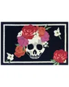 The Rug Market Floral Skull 22x36in Doormat In Black