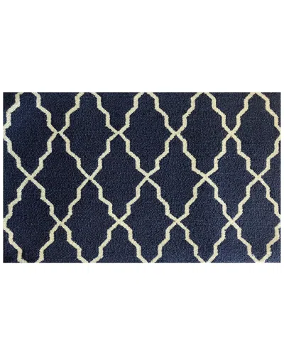 The Rug Market Linked Lattice Dark Indoor/outdoor Doormat In Blue