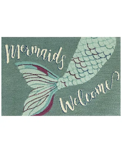 The Rug Market Mermaids Welcome 30x48in Doormat In Aqua