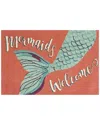 The Rug Market Mermaids Welcome 30x48in Doormat In Coral