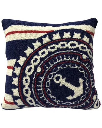 The Rug Market Nautical Anchor Stripe Indoor/outdoor Pillow In Blue