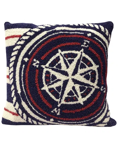 The Rug Market Nautical Compass Indoor/outdoor Pillow In Blue