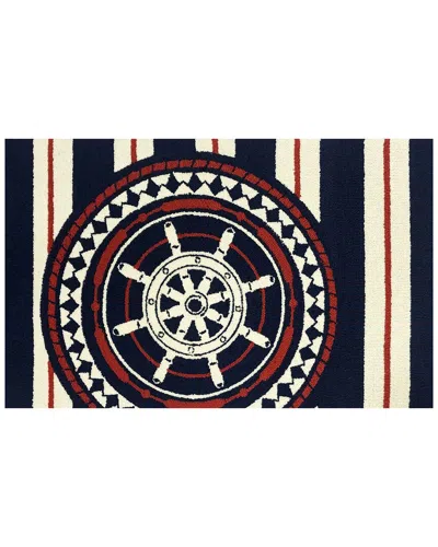 The Rug Market Nautical Wheel 30x48in Doormat In Blue