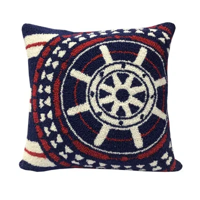 The Rug Market Nautical Wheel Stripe Pillow In Multi