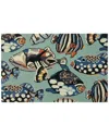 The Rug Market Pattern Fish Toss 30x48in Doormat In Aqua