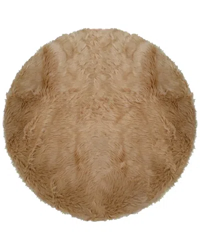 The Rug Market Round Faux Shag Rug In Brown