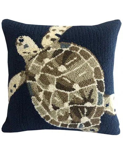 The Rug Market Sea Turtle Indoor/outdoor Pillow In Blue