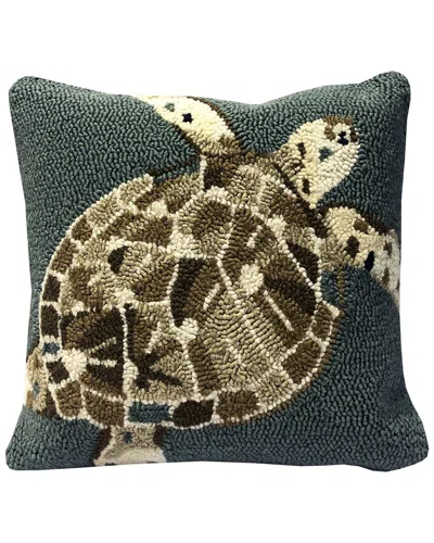 The Rug Market Sea Turtle Indoor/outdoor Pillow In Brown