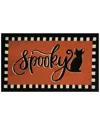 The Rug Market Spooky Cat Checker Stripe 24x36in Doormat In Orange