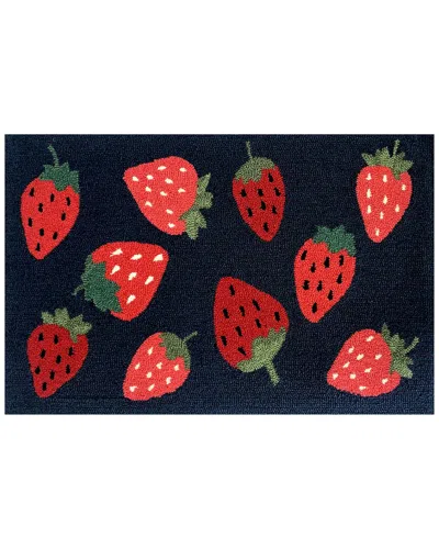 The Rug Market Strawberry Toss Indoor/outdoor Doormat In Blue