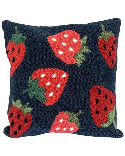 The Rug Market Strawberry Toss Indoor/outdoor Pillow In Blue