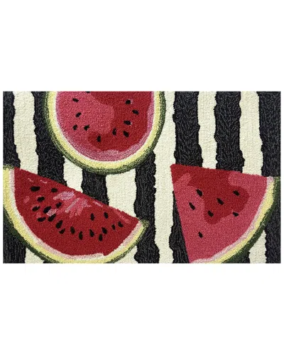 The Rug Market Watermelon Stripe Indoor/outdoor Doormat In Black