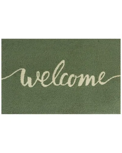 The Rug Market Welcome Script 30x48in Doormat In Green