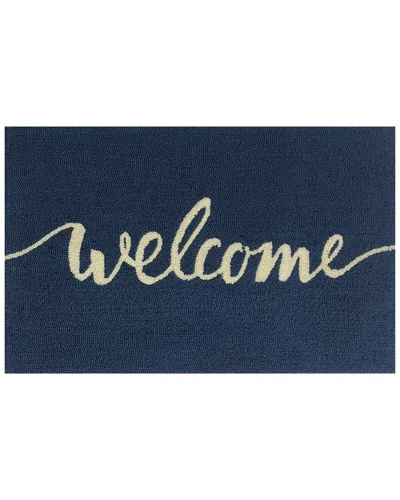 The Rug Market Welcome Script Indoor/outdoor Doormat In Blue