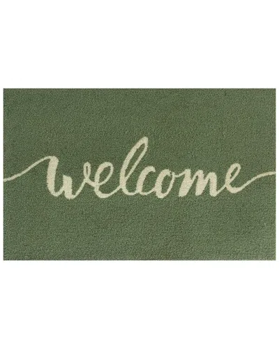 The Rug Market Welcome Script Indoor/outdoor Doormat In Green