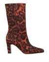 The Saddler Woman Ankle Boots Rust Size 8 Textile Fibers In Red