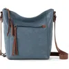 The Sak Ashland Leather Crossbody Bag In Maritime Wave Emboss