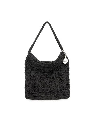 The Sak Ava Crochet Mini Hobo In Black Patch