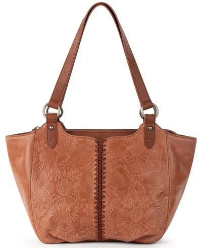 The Sak Bolinas Leather Extra Large Satchel Handbag In Brown