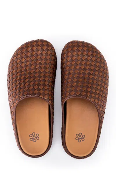 The Sak Bolinas Leather Woven Clog In Brown