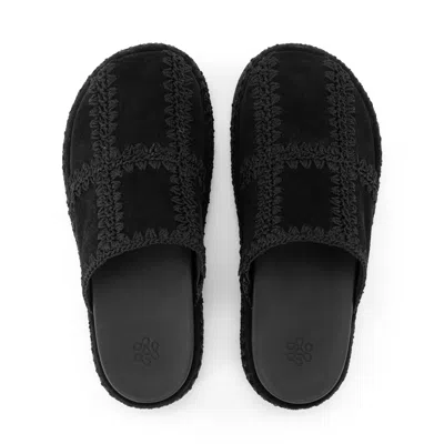 The Sak Bryn Platform Clog In Black Suede Patch