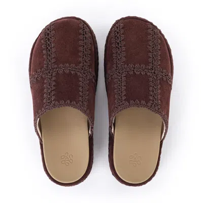 The Sak Bryn Platform Clog In Mahogany Suede Patch