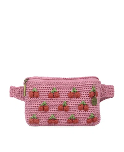 The Sak Caraway Crochet Small Belt Bag In Pink Cherries