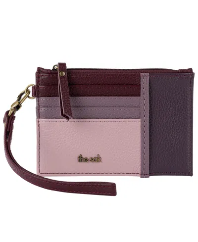 The Sak Card Case Zipper Wallet In Burgundy