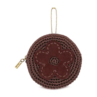 The Sak Circle Coin Pouch In Brown Mahogany Flower