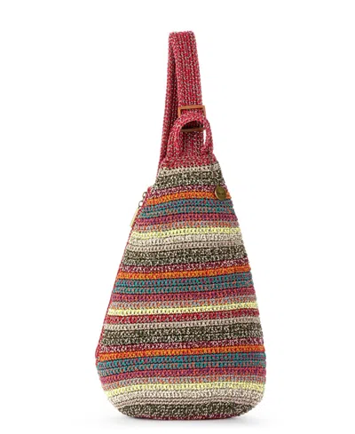 The Sak Geo Sling Crochet Small Backpack In Sunset Stripe