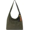 The Sak Huntley Leather Hobo In Moss Suede