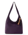 The Sak Huntley Leather Hobo Bag In Aubergine Suede
