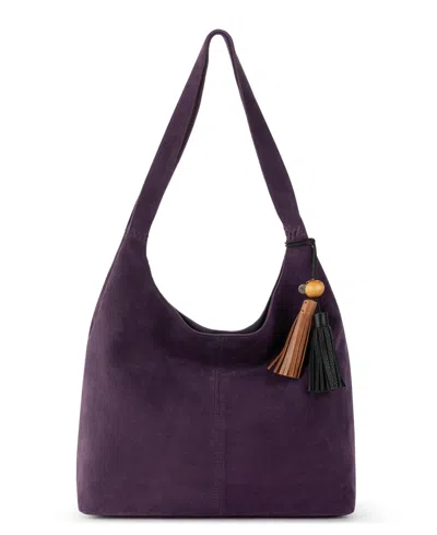 The Sak Huntley Leather Hobo Bag In Aubergine Suede