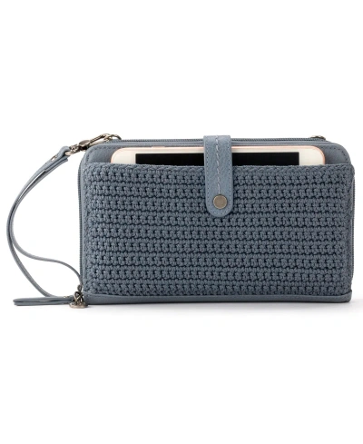 The Sak Iris Crochet Leather Smartphone Convertible Crossbody Wallet In Maritime