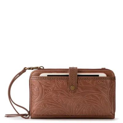 The Sak Iris Leather Smartphone Convertible Crossbody Wallet In Teak Leaf