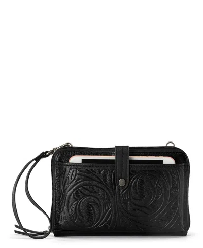 The Sak Iris Leather Convertible Crossbody Bag In Black Leaf Emboss 1