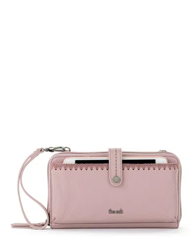 The Sak Iris Leather Smartphone Convertible Crossbody Wristlet In Pink