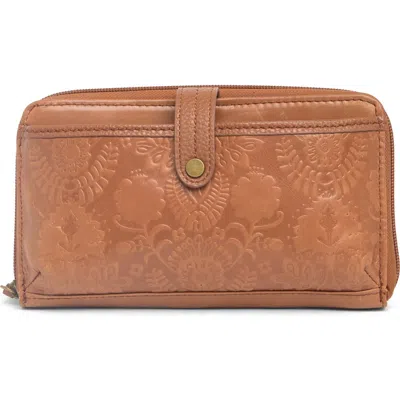 The Sak Iris Smartphone Crossbody Bag In Tobacco Floral Embossed