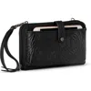 The Sak Iris Smartphone Crossbody In Black Leaf Emboss