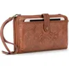 The Sak Iris Smartphone Crossbody In Tobacco Floral Emboss