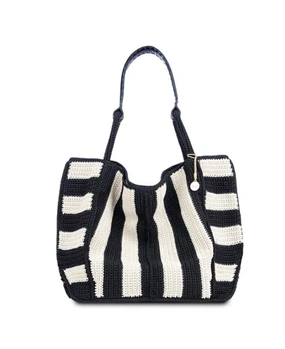 The Sak Los Feliz Crochet Extra-large Tote In Black Stripe